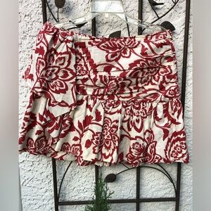Zara Red and Cream Floral Skirt